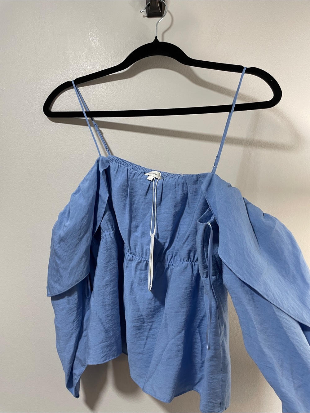 Vince Light Blue Off-Shoulder Ruffle Blouse - Picture 9 of 16